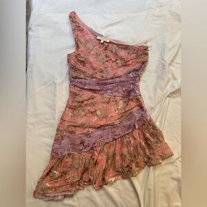Love Shack Fancy Purple and Pink Mini Dress